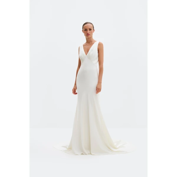 By Malina Thelma Gown in Cream, view 2
