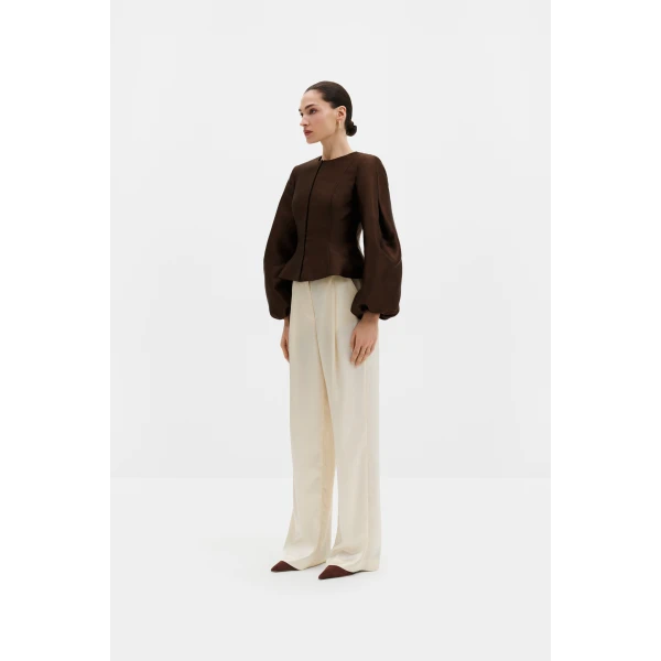 By Malina Vendela Blouse in Dark Brown, view 3