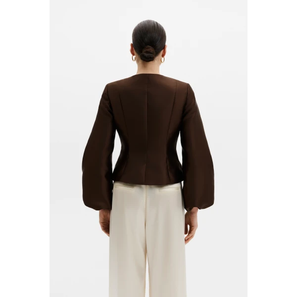 By Malina Vendela Blouse in Dark Brown, view 4