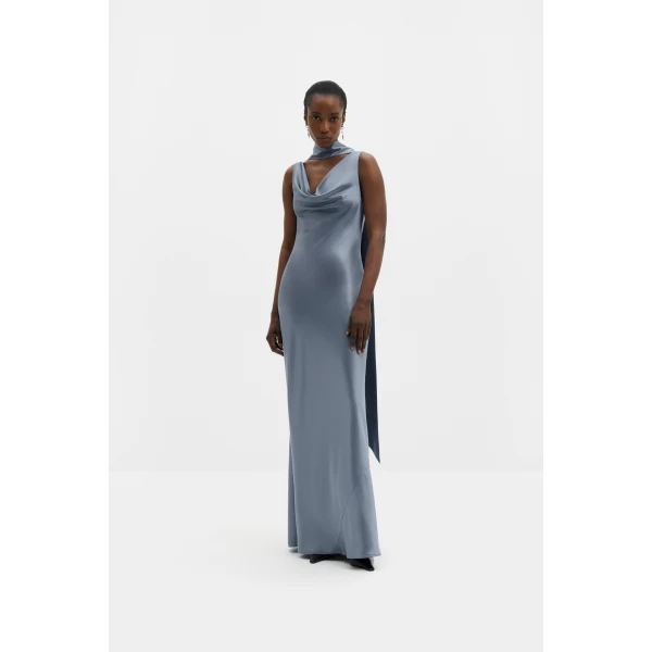 By Malina Vida Maxi Dress in Steel Blue, view 2