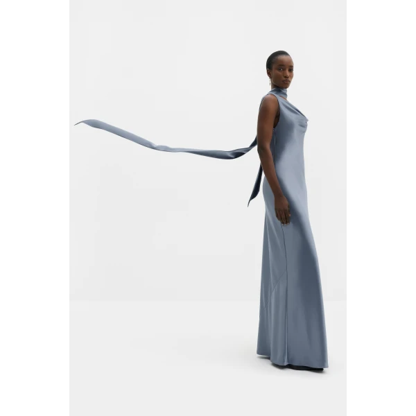 By Malina Vida Maxi Dress in Steel Blue, view 3