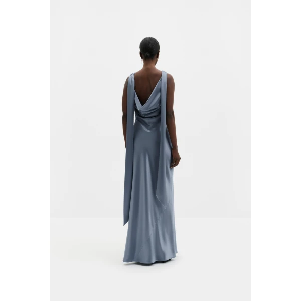 By Malina Vida Maxi Dress in Steel Blue, view 4
