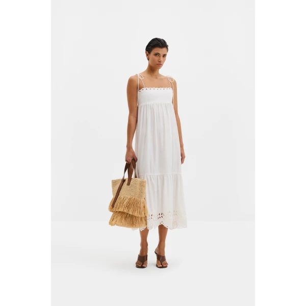 By Malina Vilda Midi Dress in White, view 2