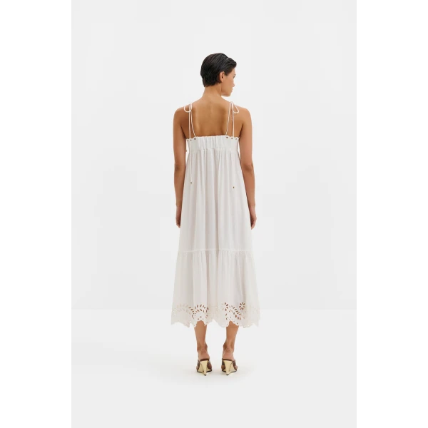 By Malina Vilda Midi Dress in White, view 3
