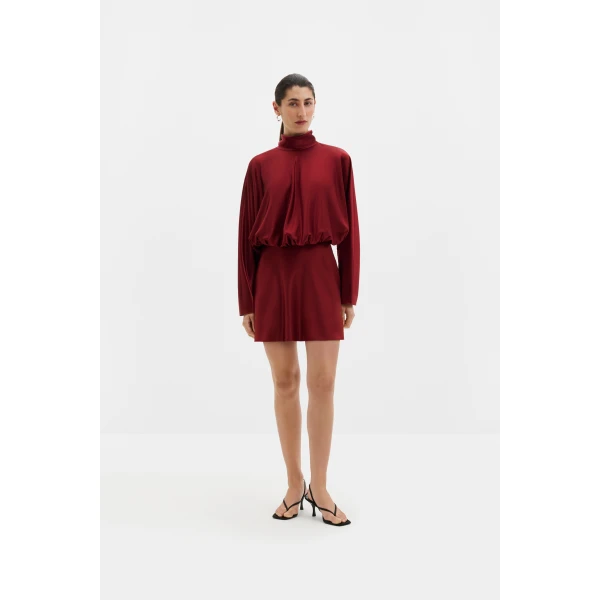 By Malina Vilja Mini Dress in Ruby, view 3