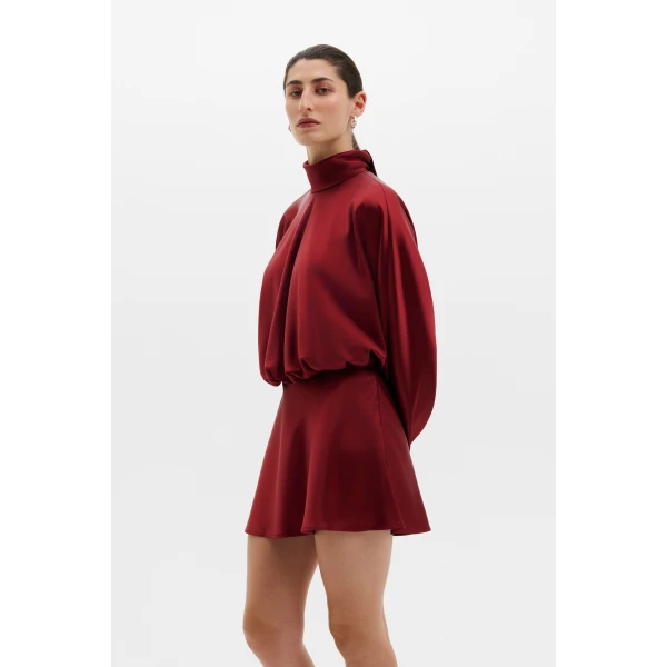 By Malina Vilja Mini Dress in Ruby, view 4