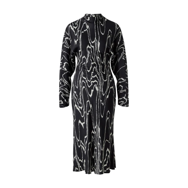 Zora Long Sleeve Midi Dress in Black Marble