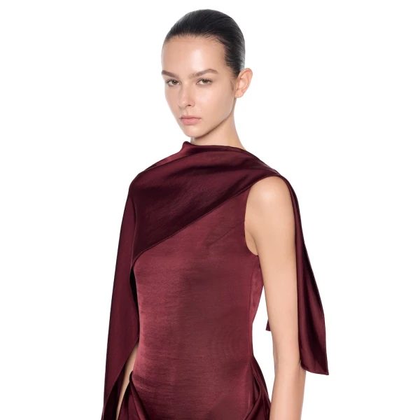 CHATS by C.Dam Aisha Dress in Sangria Red, view 4