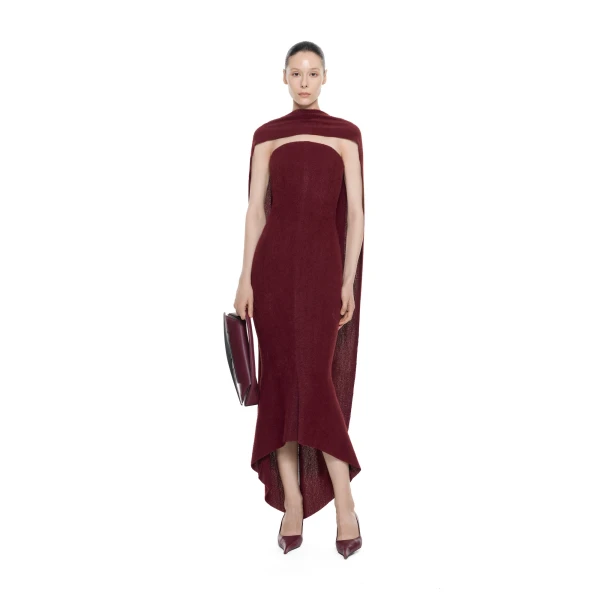 CHATS by C.Dam Alpus Dress in Maroon Red, view 2