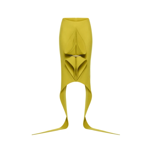 CHATS by C.Dam Alya Skirt in Chartreuse Green