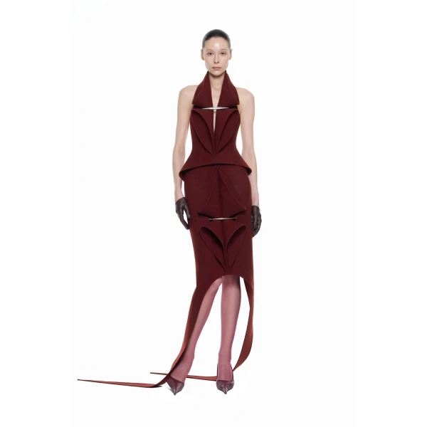 CHATS by C.Dam Alya Skirt in Maroon Red, view 2