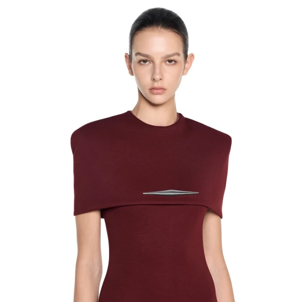 CHATS by C.Dam Amiri Dress in Reddish Brown, view 4