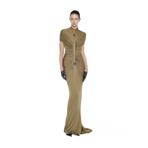 CHATS by C.Dam Cecilia Dress in Mustard Green, view 2
