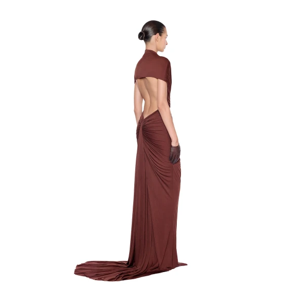 CHATS by C.Dam Edith Dress in Maroon, view 3