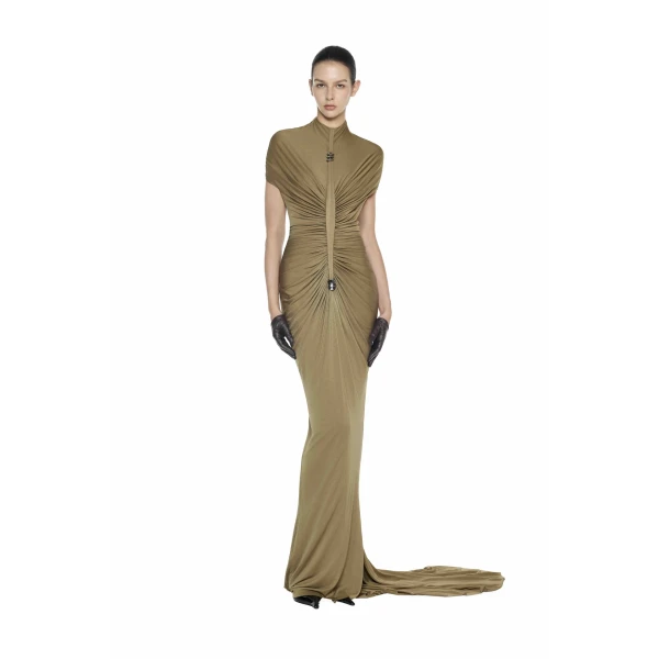 CHATS by C.Dam Edith Dress in Mustard Green, view 2
