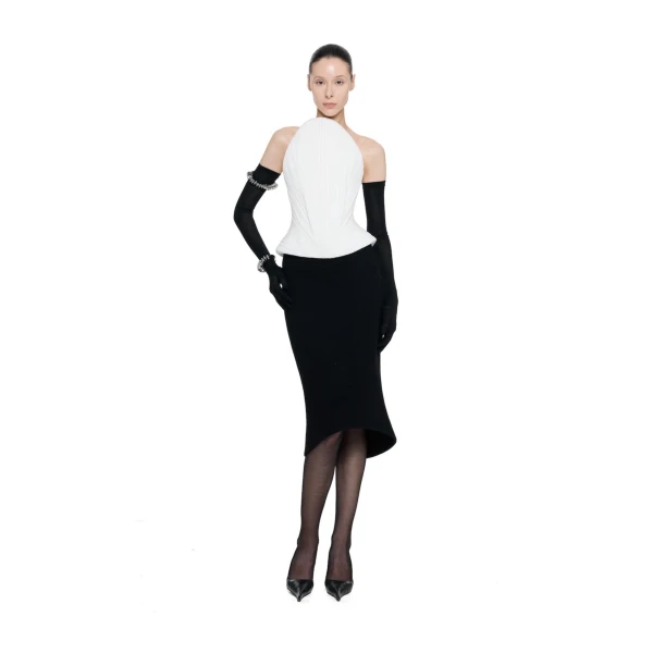 CHATS by C.Dam Grim Corset Top in White, view 2