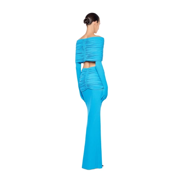 CHATS by C.Dam Hayat Top and Skirt Set in Cerulean Blue, view 3