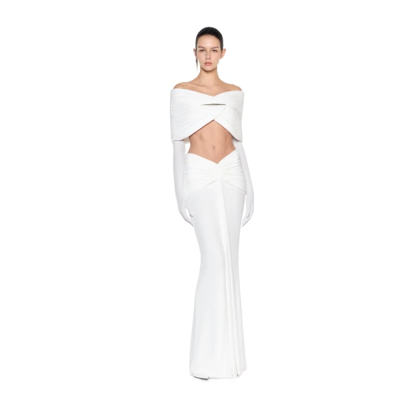 CHATS by C.Dam Hayat Top and Skirt Set in White, view 2