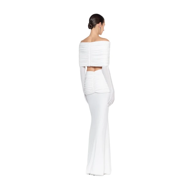 CHATS by C.Dam Hayat Top and Skirt Set in White, view 3