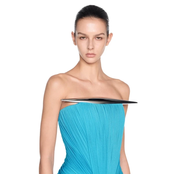 CHATS by C.Dam Lise Dress in Cerulean Blue, view 4