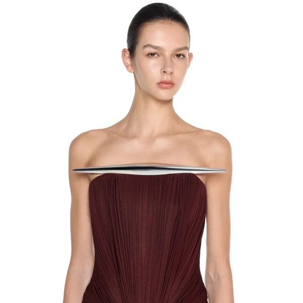 CHATS by C.Dam Lise Dress in Maroon, view 4