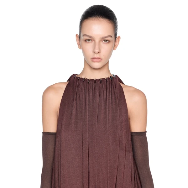 CHATS by C.Dam Mayer Dress in Dark Burgundy, view 4