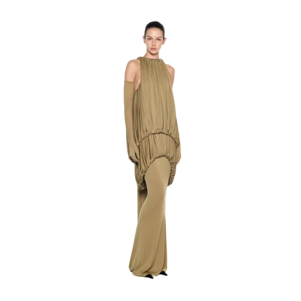 CHATS by C.Dam Mayer Dress in Mustard Green, view 2