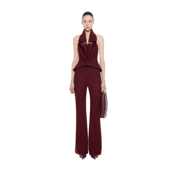 CHATS by C.Dam Mizar Halter Top in Maroon Red, view 2