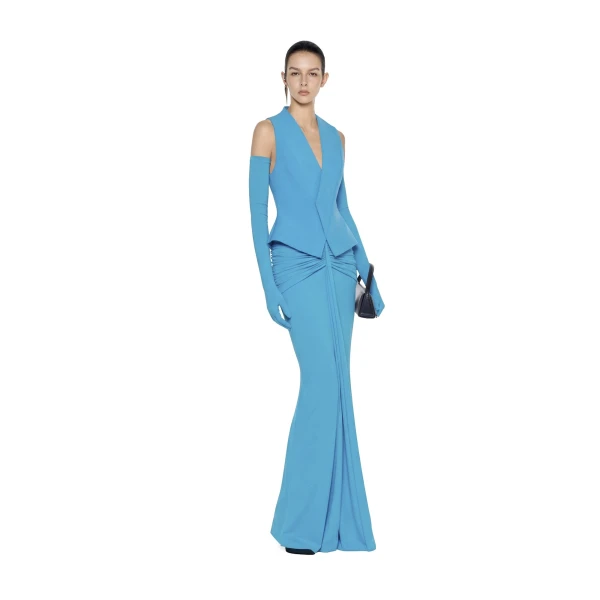 CHATS by C.Dam Noura Vest and Skirt Set in Cerulean Blue, view 2