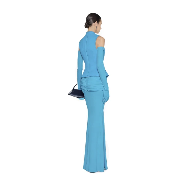 CHATS by C.Dam Noura Vest and Skirt Set in Cerulean Blue, view 3