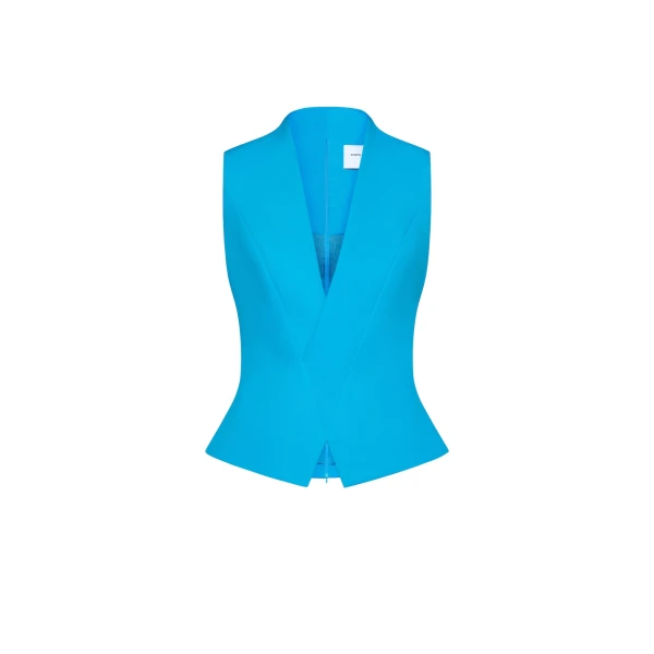 CHATS by C.Dam Noura Vest and Skirt Set in Cerulean Blue