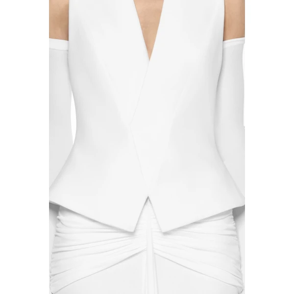 CHATS by C.Dam Noura Vest and Skirt Set in White, view 5