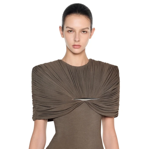 CHATS by C.Dam Rachel Dress in Brown, view 4