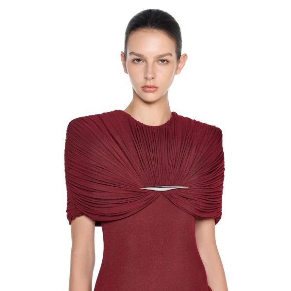 CHATS by C.Dam Rachel Dress in Maroon, view 4