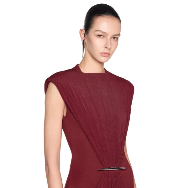 CHATS by C.Dam Rita Dress in Maroon, view 4