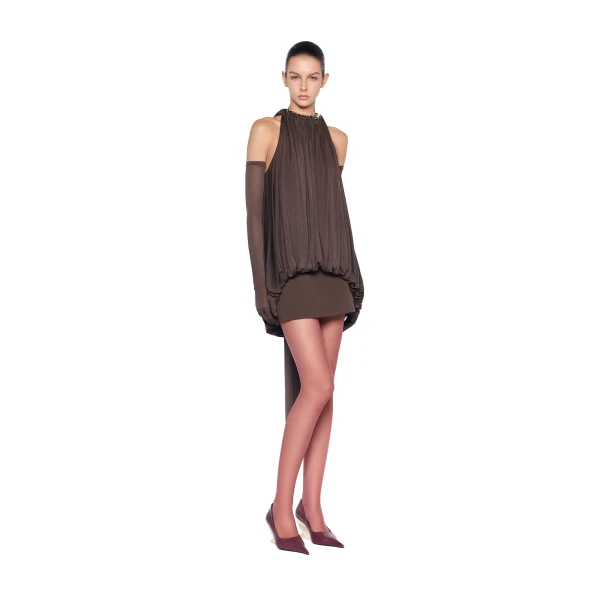 CHATS by C.Dam Rosalind Top and Skirt Set in Brown, view 2