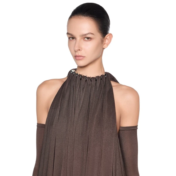 CHATS by C.Dam Rosalind Top and Skirt Set in Brown, view 5