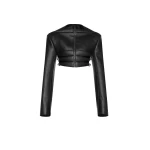 CHATS by C.Dam Sabry Leather Jacket and Skirt Set in Black