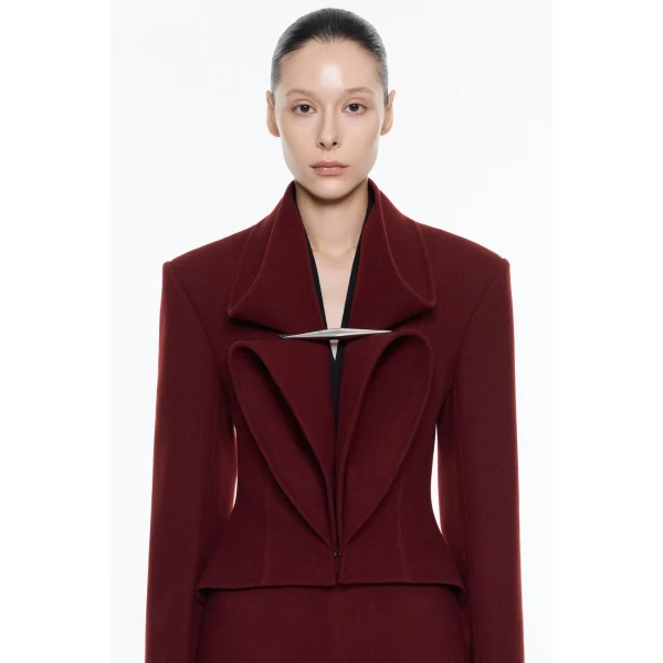 CHATS by C.Dam Sagitta Blazer in Maroon Red, view 4