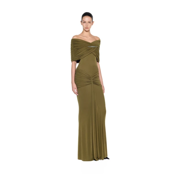 CHATS by C.Dam Sarah Dress in Brown Moss, view 2