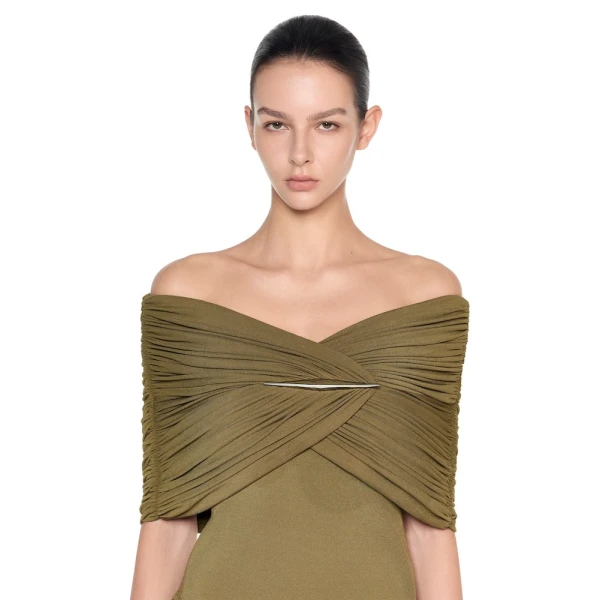 CHATS by C.Dam Sarah Dress in Brown Moss, view 4
