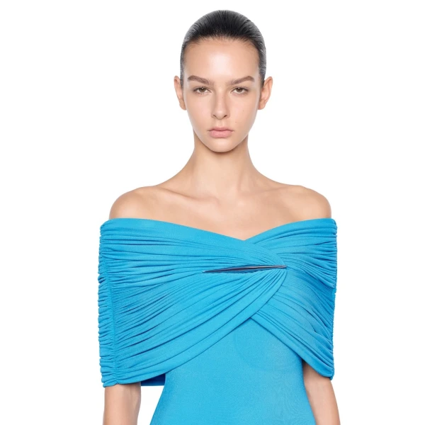 CHATS by C.Dam Sarah Dress in Cerulean Blue, view 4