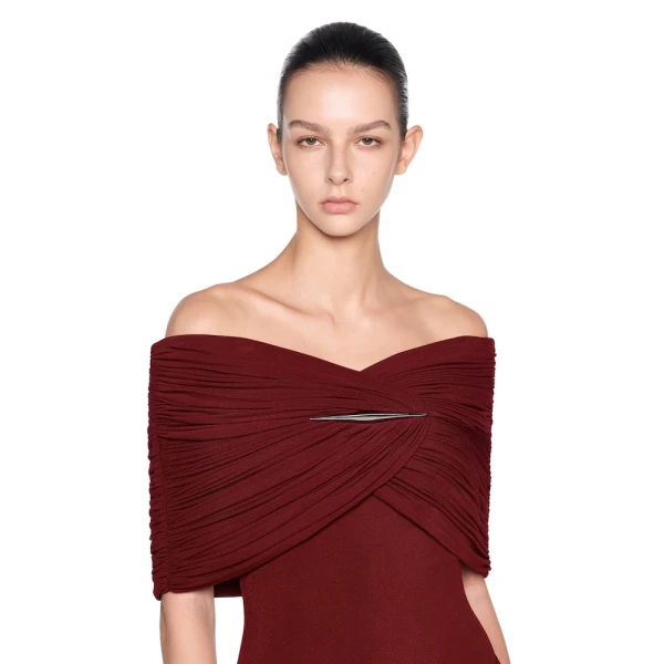 CHATS by C.Dam Sarah Dress in Maroon, view 4