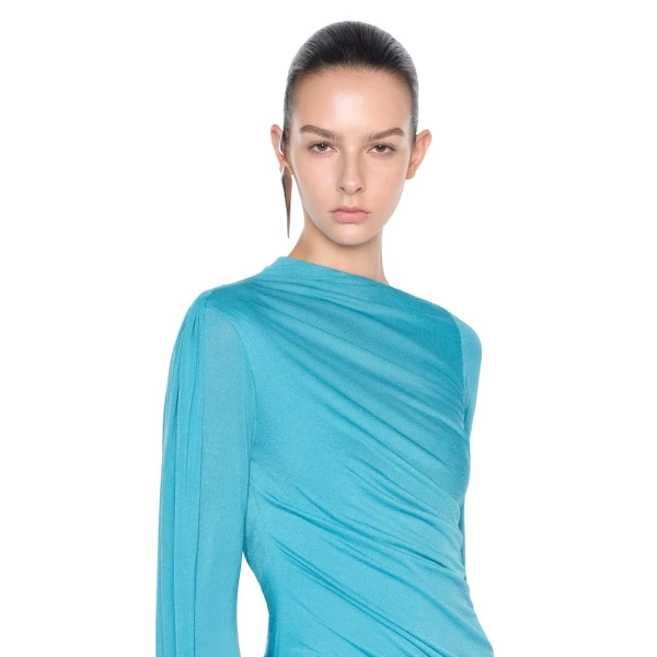 CHATS by C.Dam Selma Dress in Cerulean Blue, view 4
