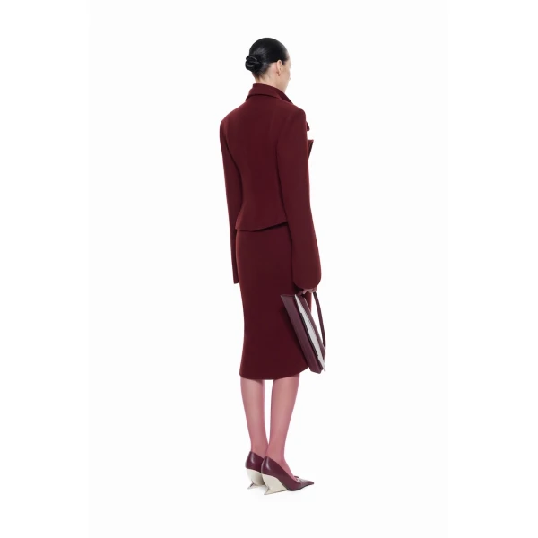 CHATS by C.Dam Sham Skirt in Maroon Red, view 3
