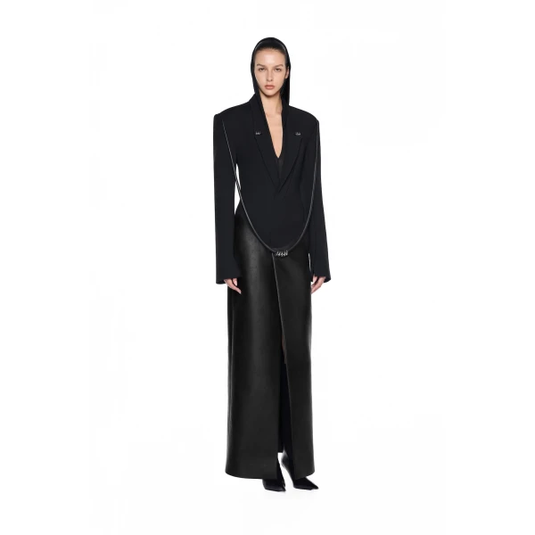 CHATS by C.Dam Vera Coat and Bodysuit Set in Black, view 2