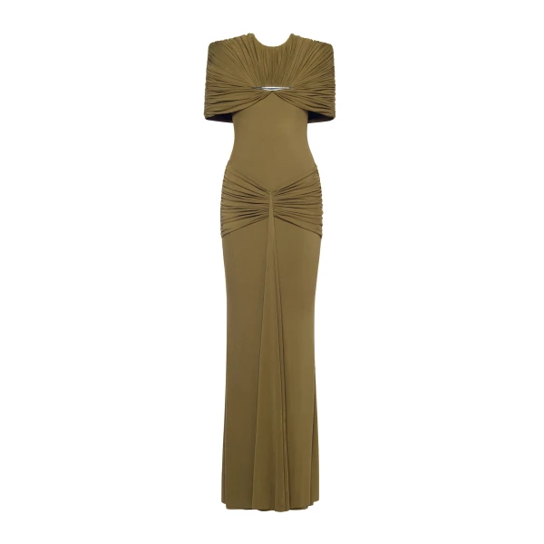 Virginia Dress in Brown Moss