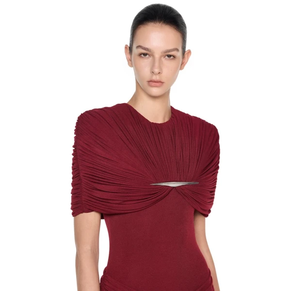 CHATS by C.Dam Virginia Dress in Maroon, view 4