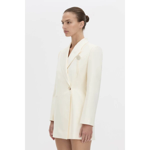 Camilla and Marc Chase Blazer Dress in Cream, view 3 | Mini Dresses | Luxury Shoes 