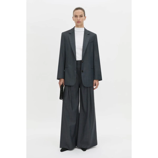 Camilla and Marc Ivar Blazer in Navy Chocolate Check, view 2 | Blazers | Luxury Shoes 